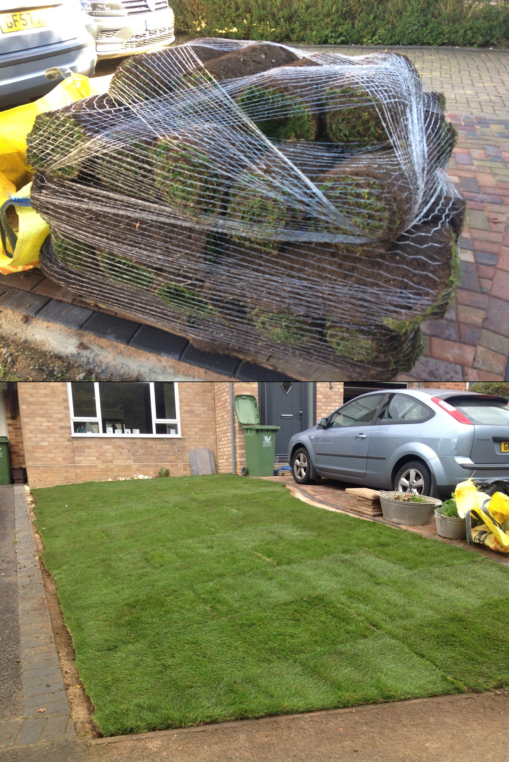 pile of turf and turfed lawn