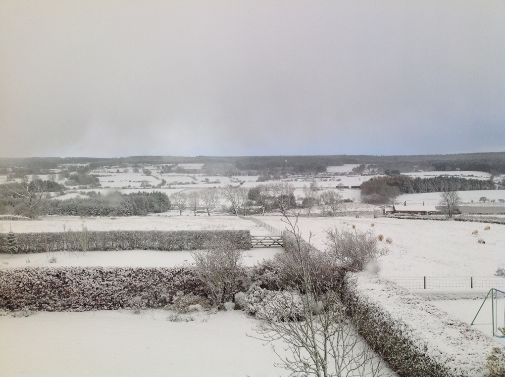 snowy English countryside