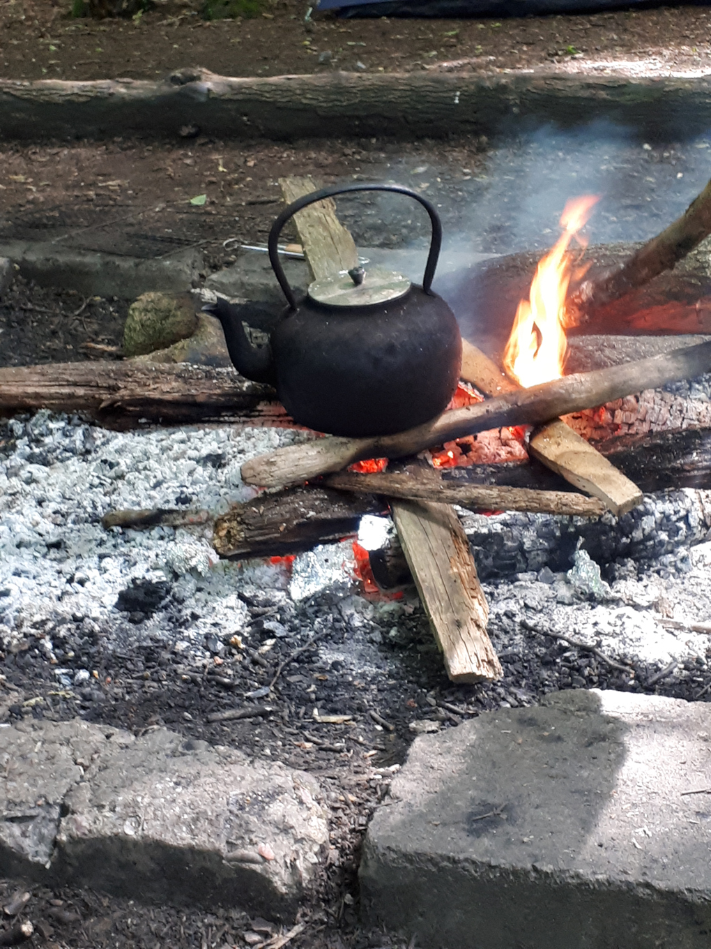 Kettle on campfire