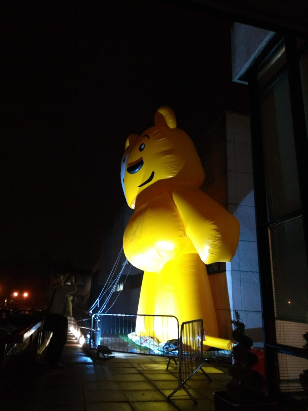 giant bear outside BBC Wales building