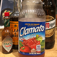 The ingredients for a michelada spiced beer cocktail