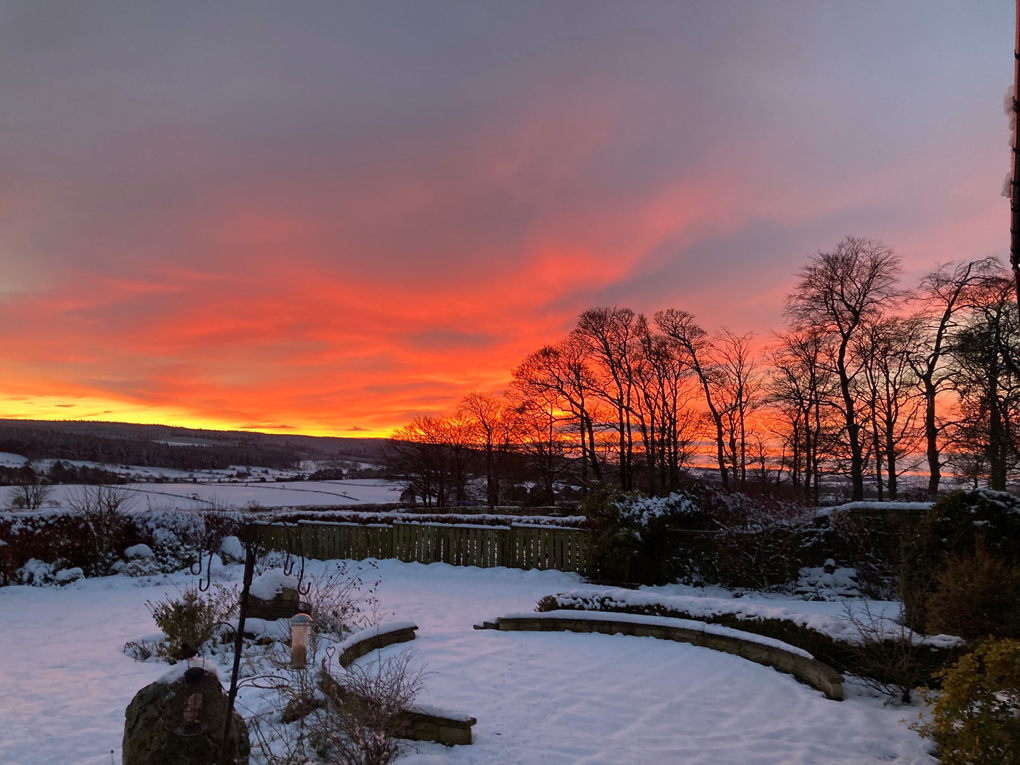 Sunset and snow in Slaley