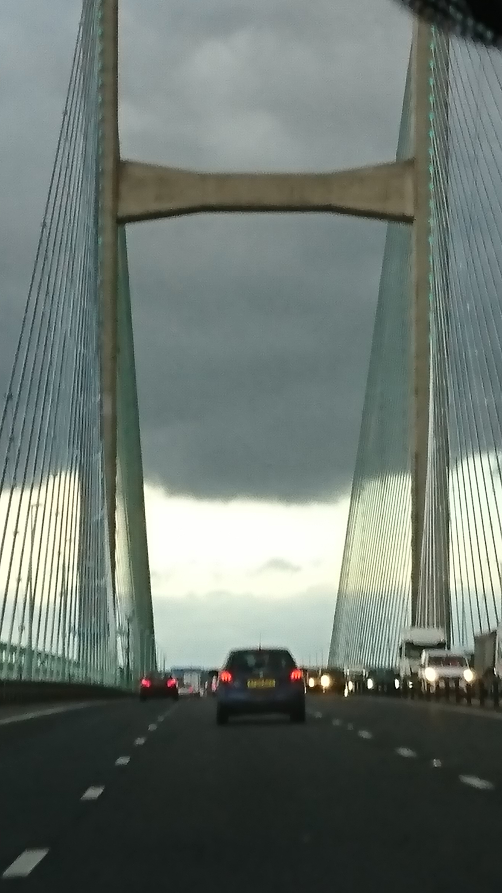 Heading home after house hunting we et this sight as we reached the Severn Bridge heading to Bristol - a threatening sight of a heavy huge black cloud practically covering the road ahead. Was this a portent of things to come!!! I hope not.