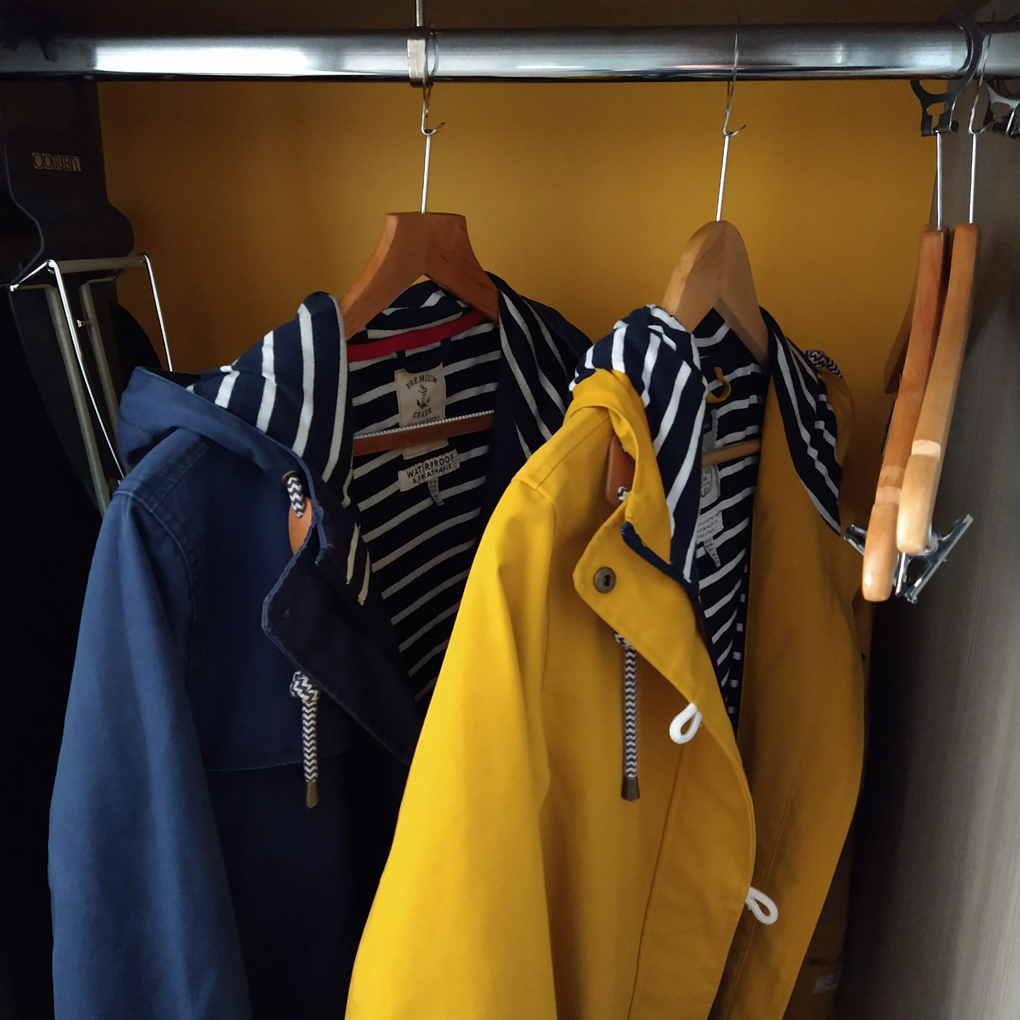 Blue and yellow coats