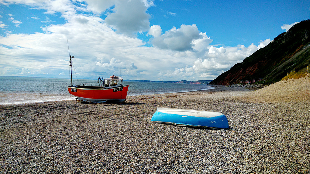 boats on a beach