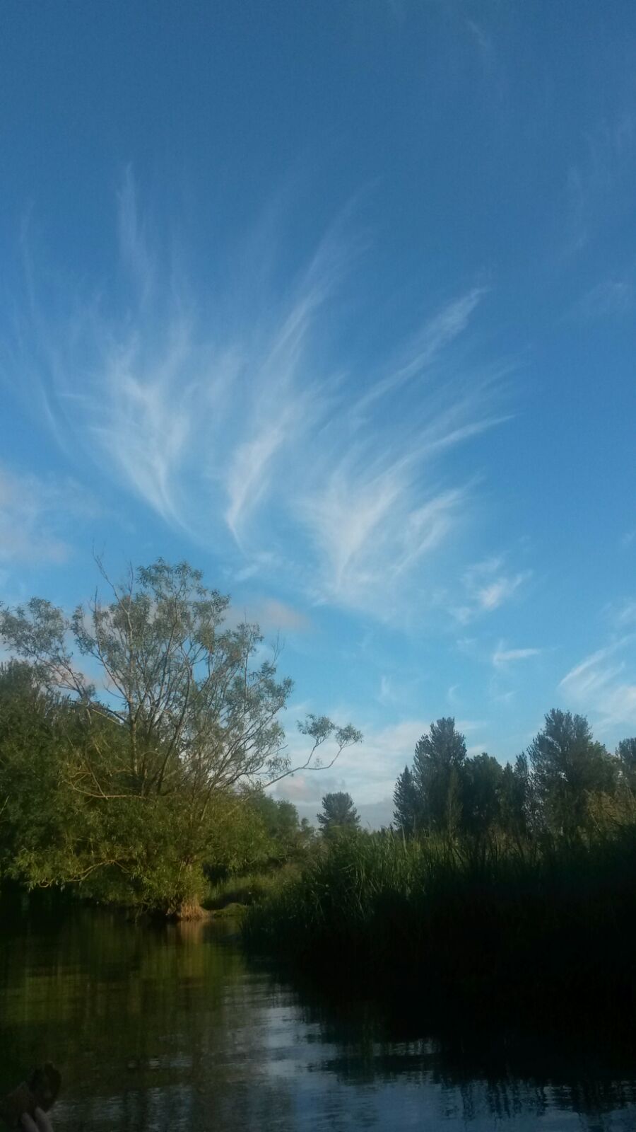 blue summer sky over river