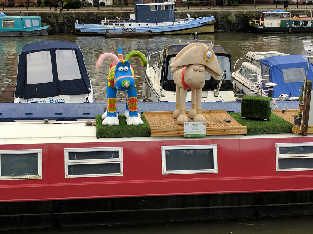 gromit on a canal boat