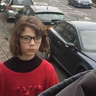 father and daughter in the street