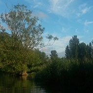 blue summer sky over river