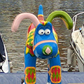 gromit on a canal boat