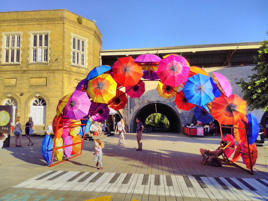 rainbow made of umbrellas