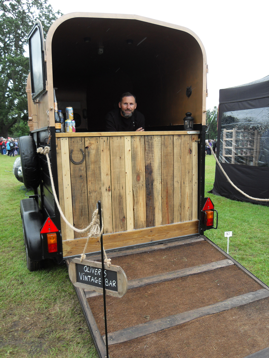 horse box serving drinks from the back