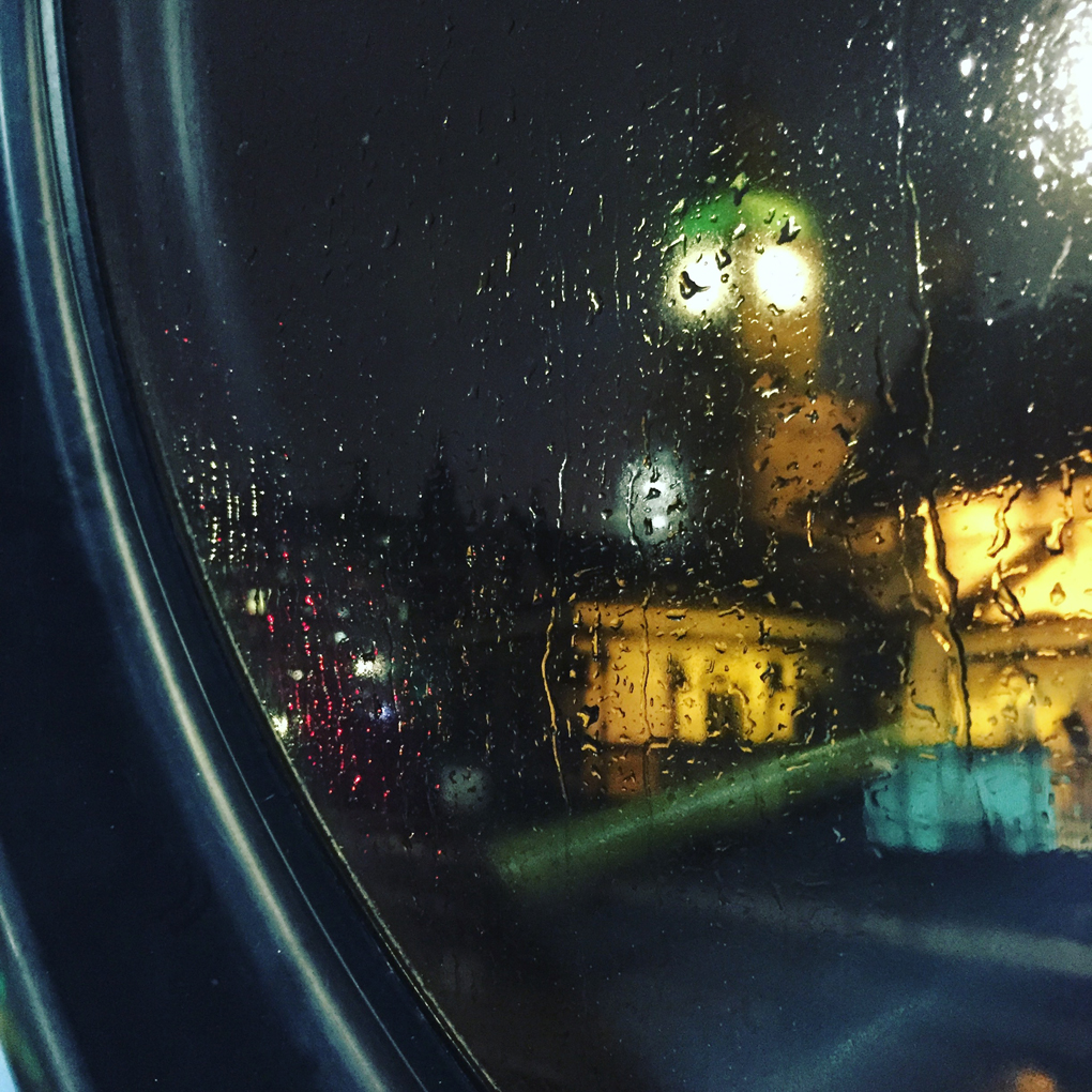 Big Ben through a rainy window