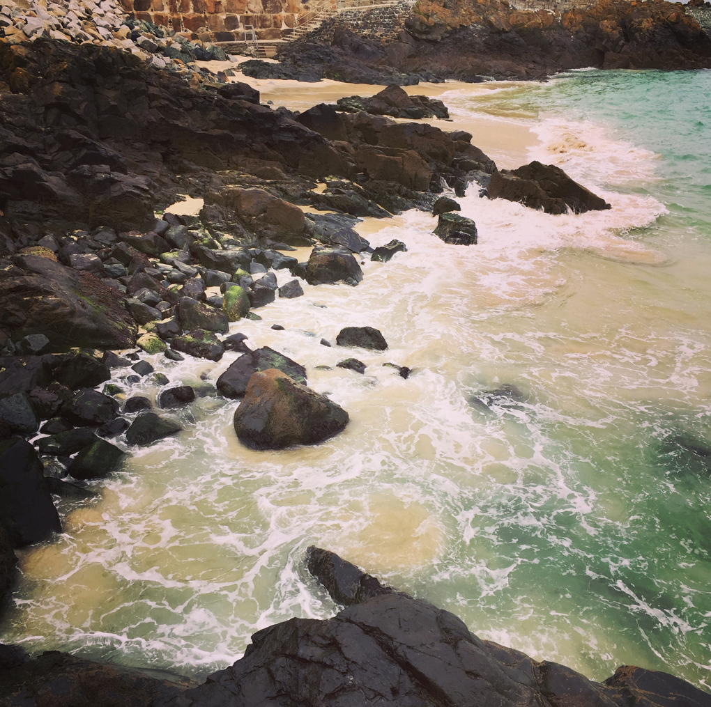 sea breaking over rocks
