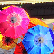 rainbow made of umbrellas