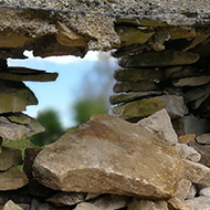 dry stone wall with a hole
