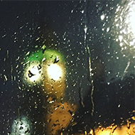 Big Ben through a rainy window