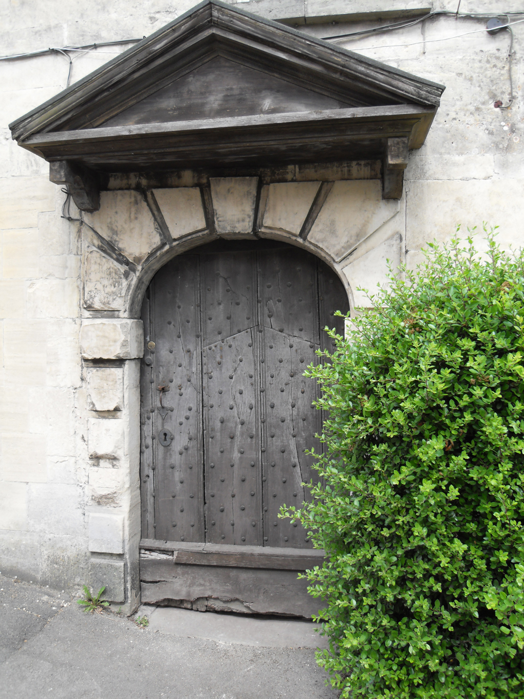 wooden door in a wall