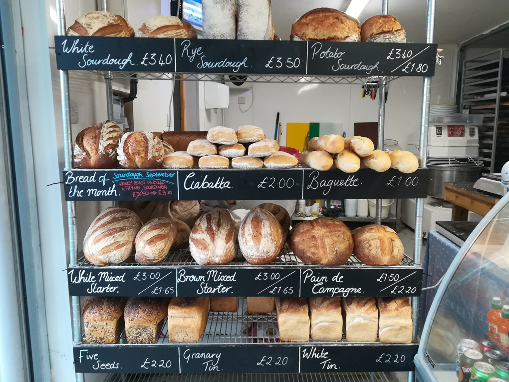 A photo of the breads for sale in a new local bakery in Bristol