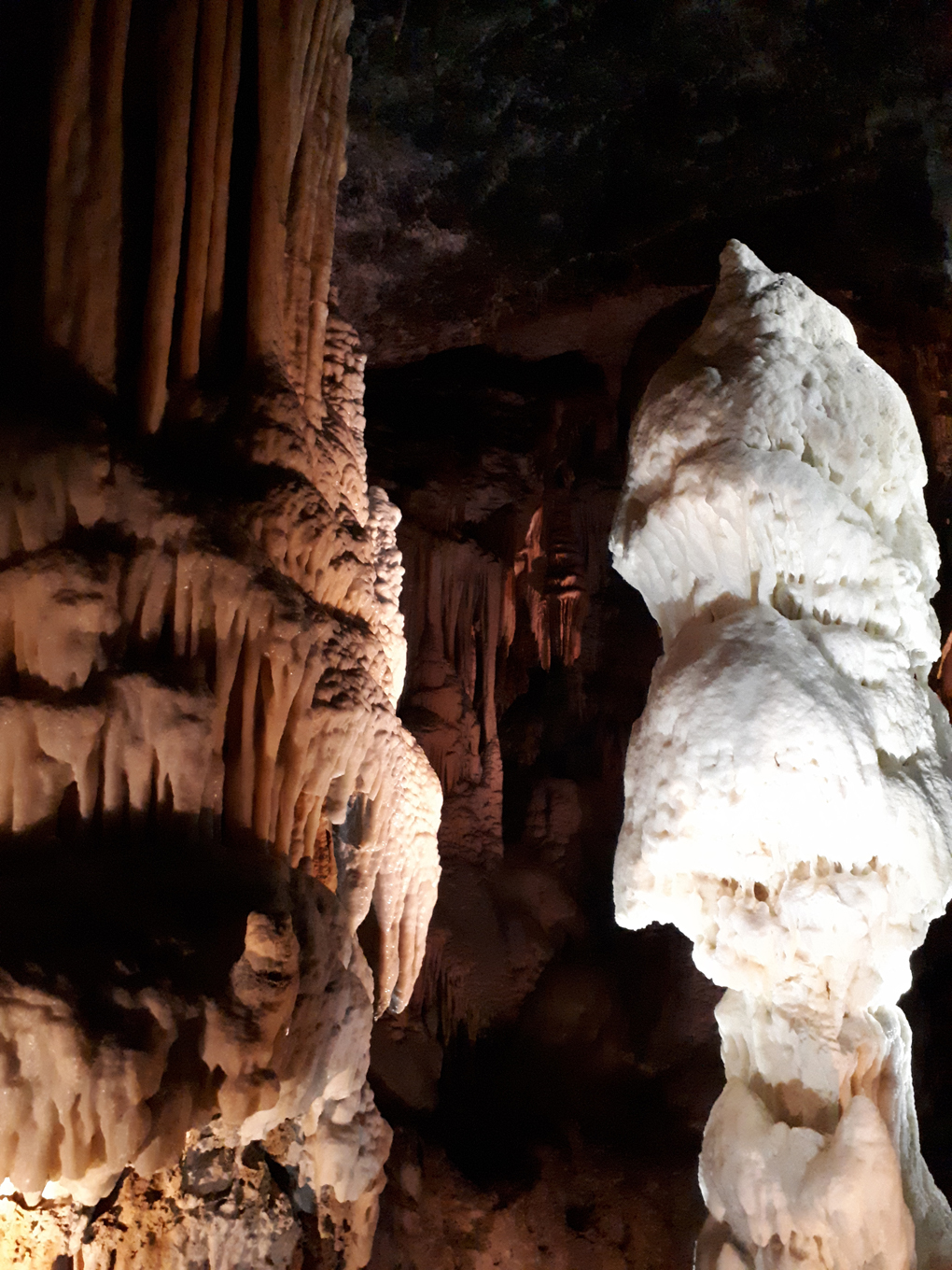 stalagmites and stalactites in a cave