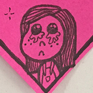 a badge made out of a post-it commemorating the achievement of disappointing a designer. It reads 