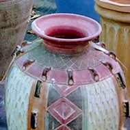 cart wheels at a garden centre