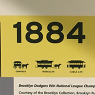 A timeline entry for the New York MTA describing how Broolynites' propensity for fare-dodging on trams meant the Brooklyn baseball team were named 'The Dodgers'