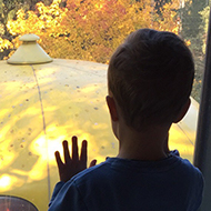 Boy looking at a yellow object