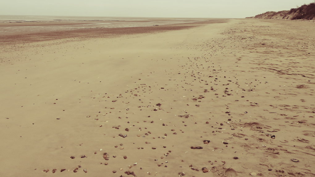 A deserted beach stretches as far as the eye can see into a vanishing point at the Holme Nature Reserve, North Norfolk. In the silence you can recharge your batteries