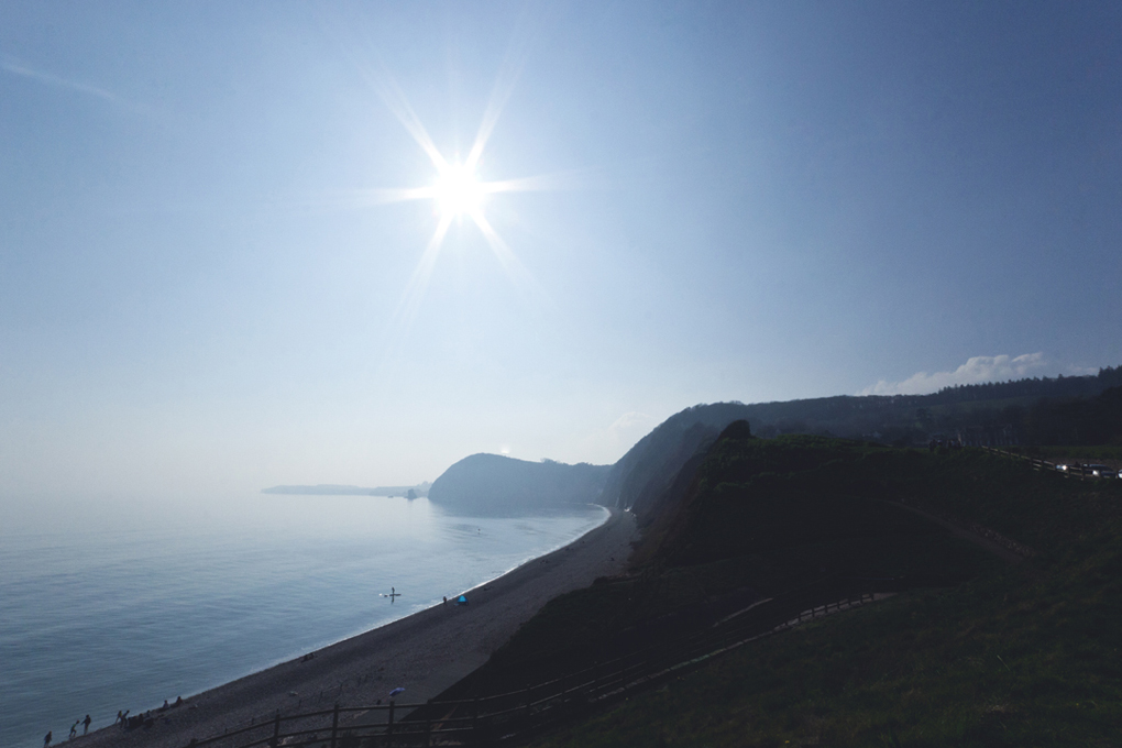 Sidmouth Beach basking in the sunlight one Saturday in March.
