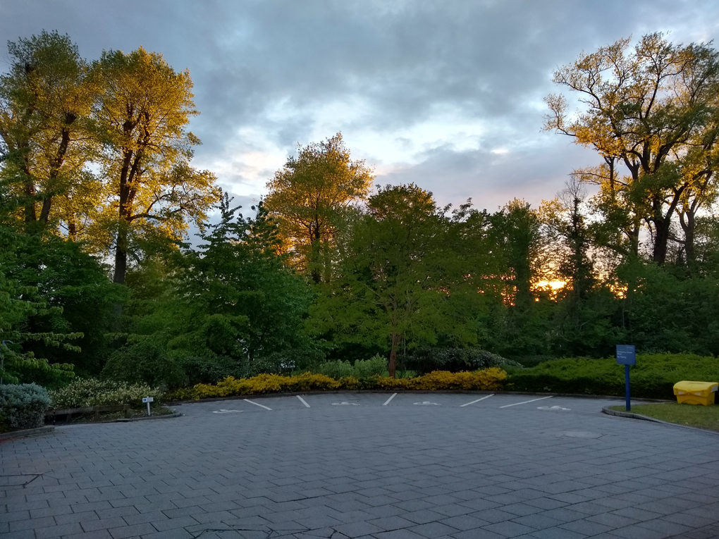 Car park and the setting sun