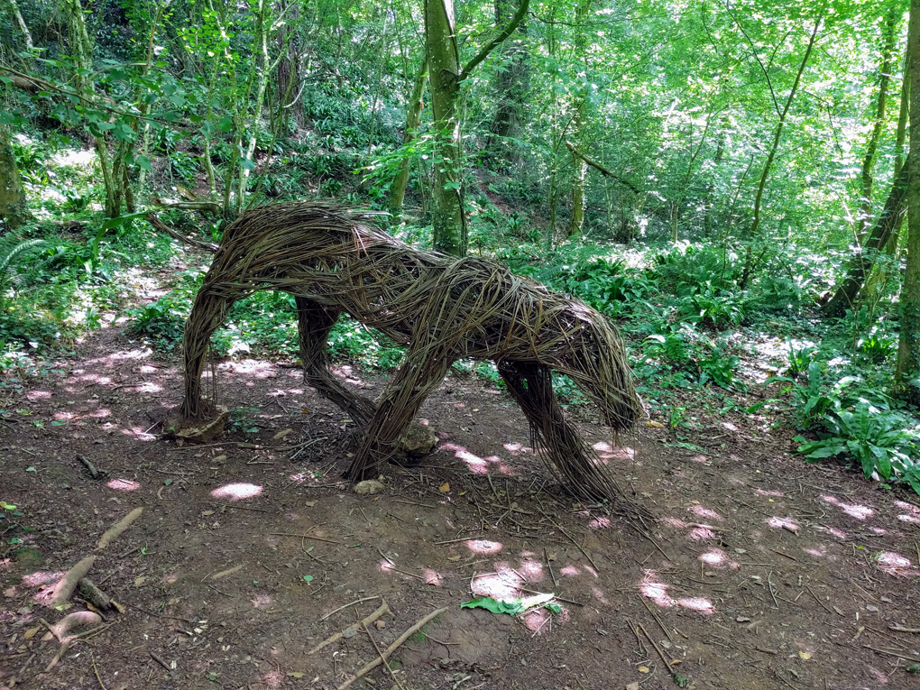 A sculpture of a hyena in Ebbor Gorge.