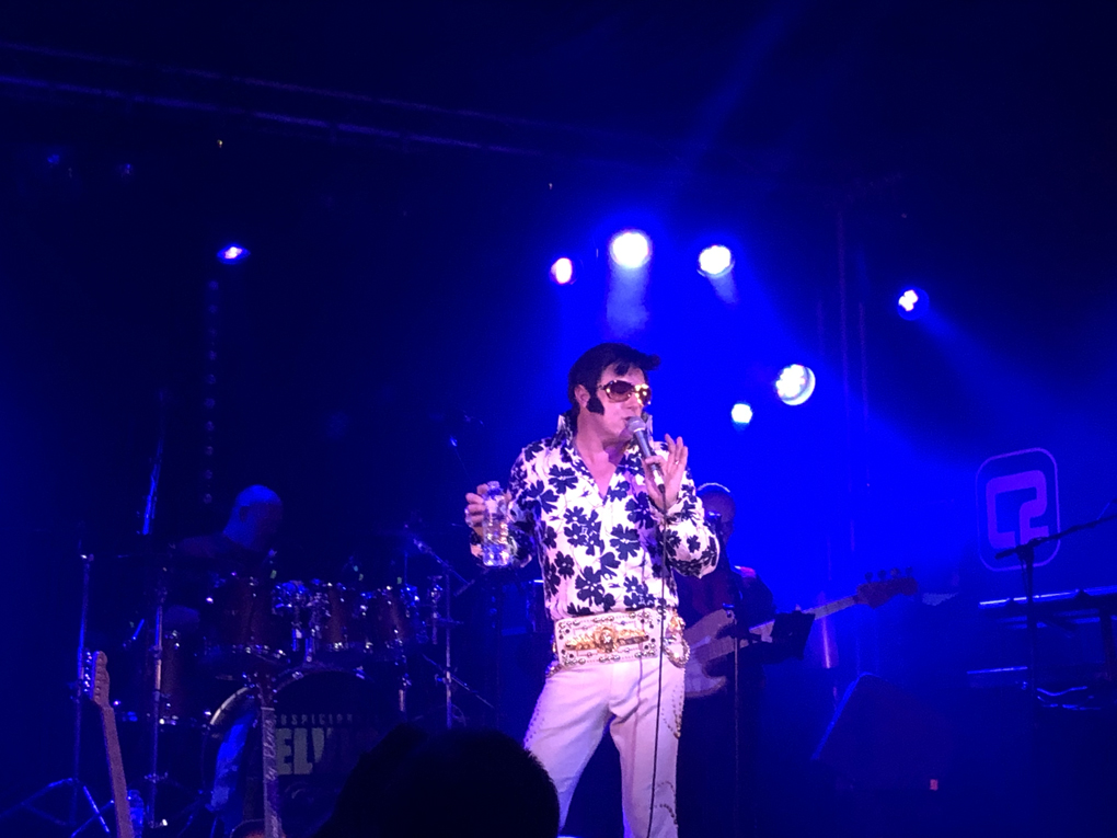 Elvis impersonator on stage in Brighton.