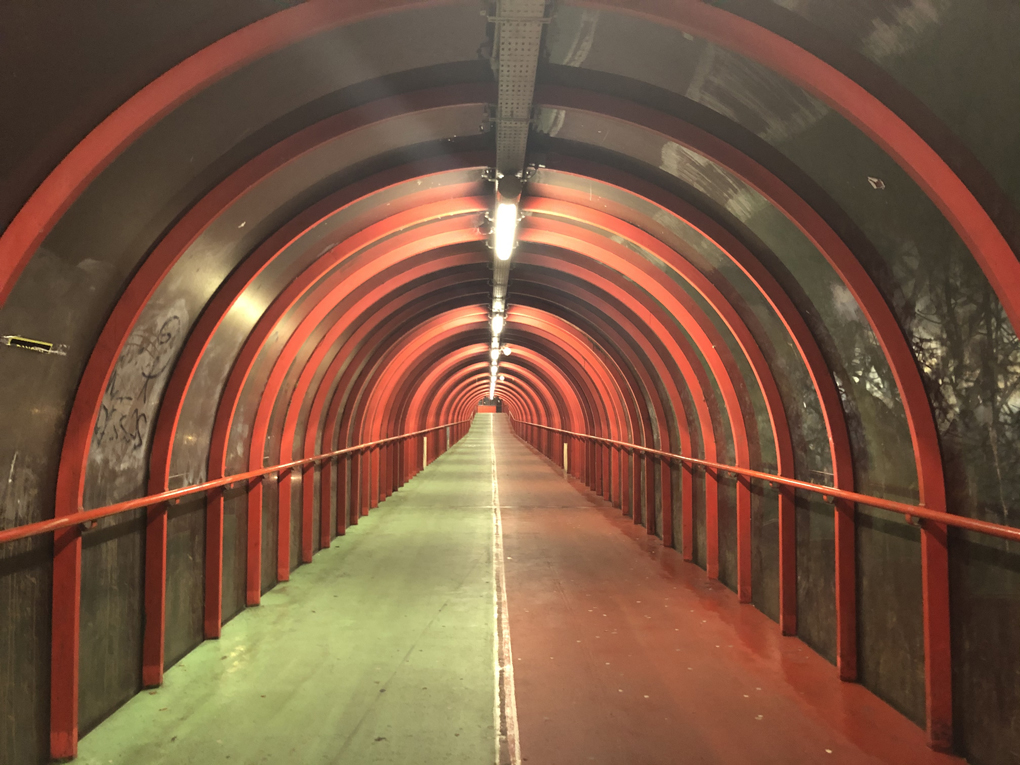 Footbridge tunnel by the Clyde in Glasgow