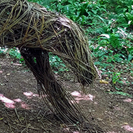 A sculpture of a hyena in Ebbor Gorge.