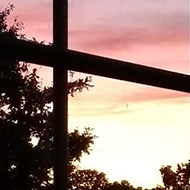 sunset through window