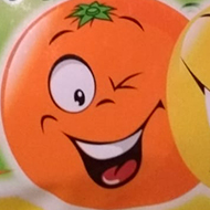 packet of sweets with cartoon lemon and orange on front