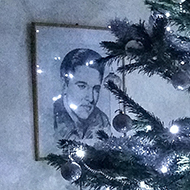 Christmas tree with white lights and silver ornaments