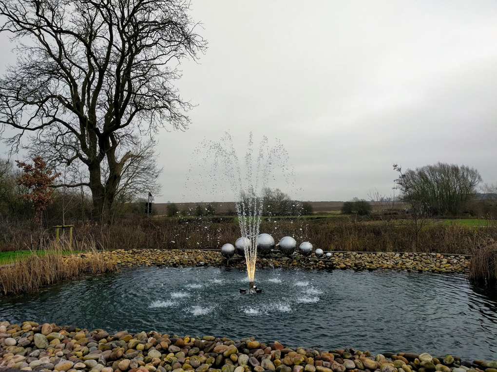 Water feature at a crematorium.