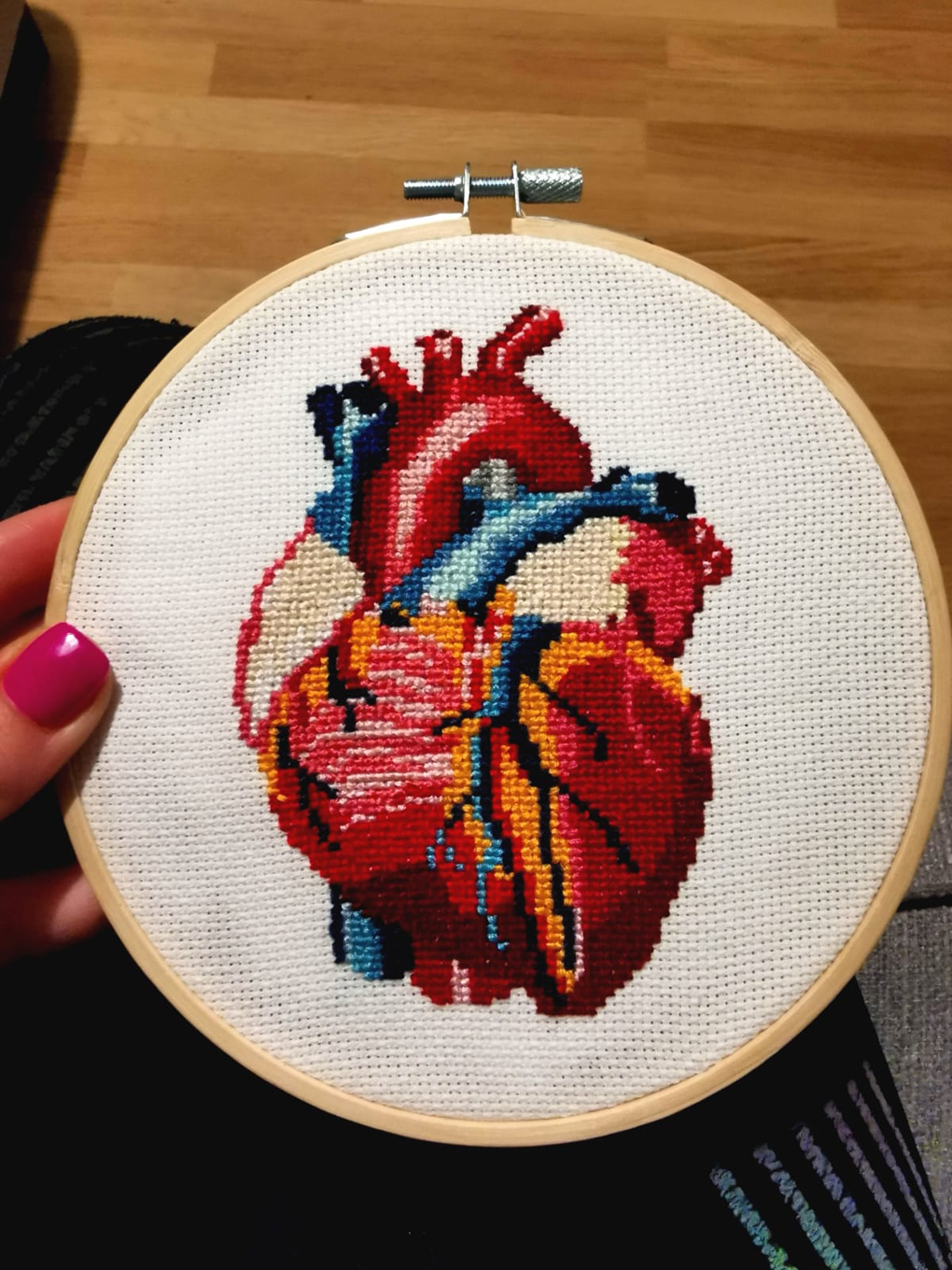 A stitched picture of a heart