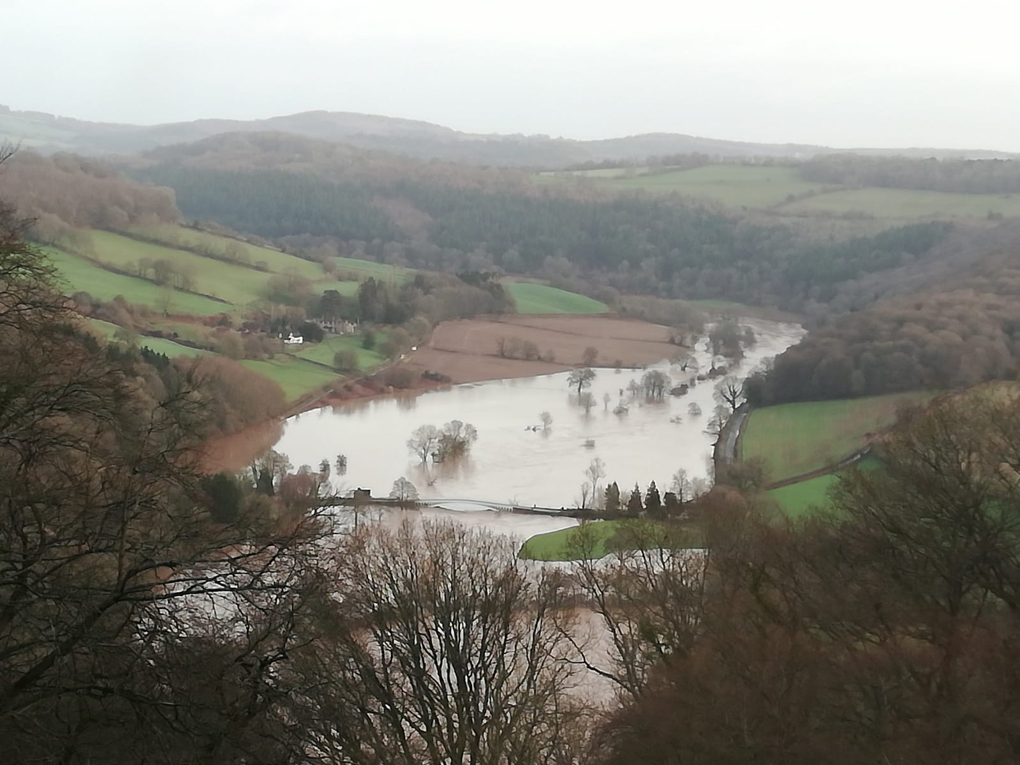 Flooded River with Bigsweir Bridge just holding on.