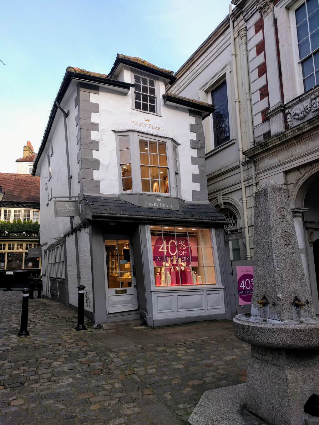 A shop building leaning over in Windsor