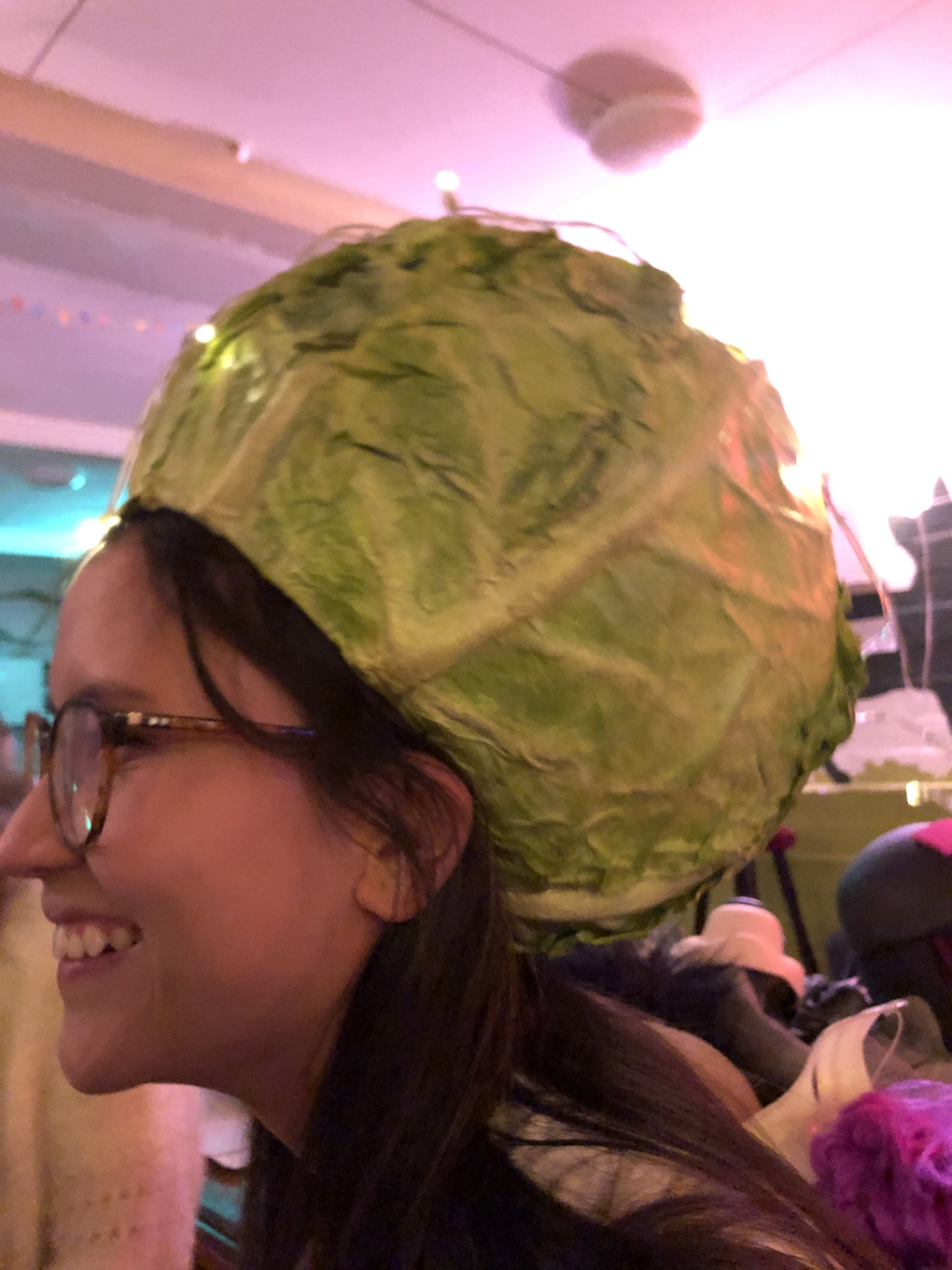 A girl with a cabbage hat