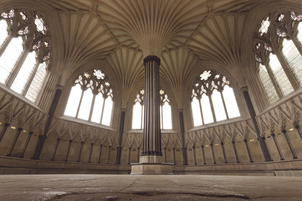 Cathedral room with elaborate ceiling.