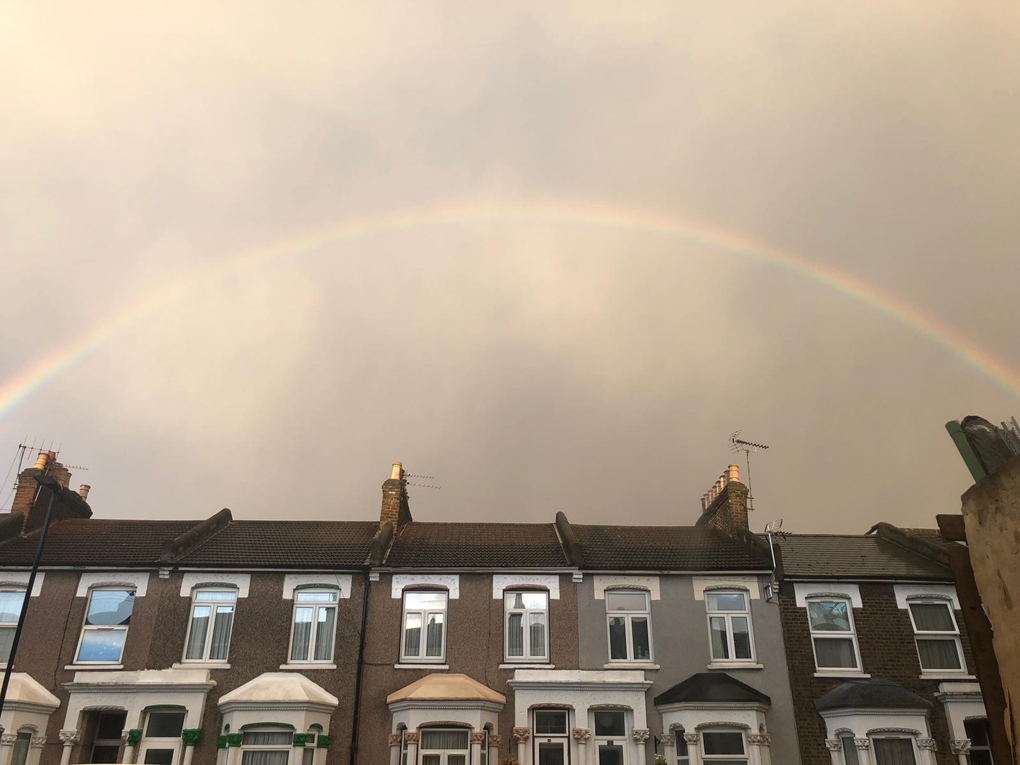 Rainbow over the houses