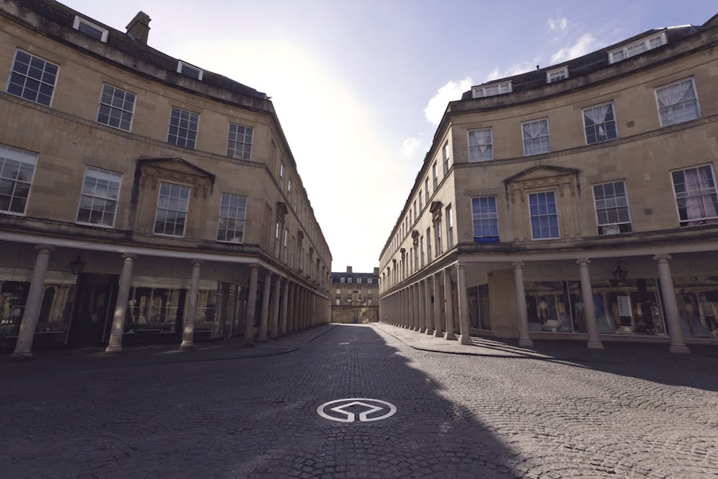 Photograph outside the Pump Rooms in Bath on a sunny day.