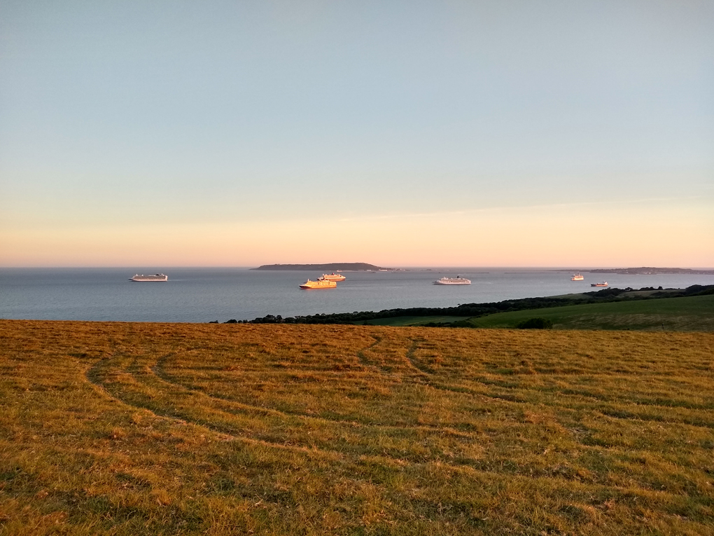 Cruise ships moored in Weymouth Bay