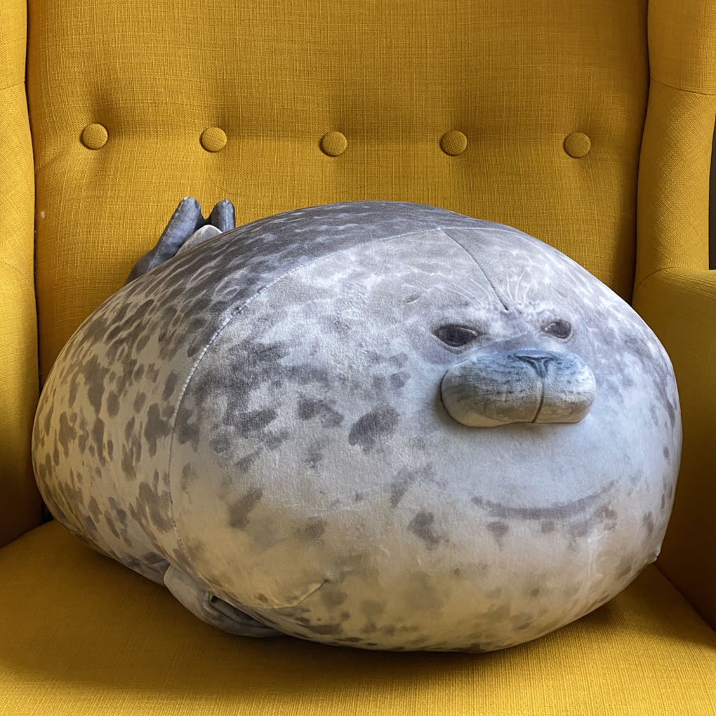 A plush toy that looks like a very, very round seal