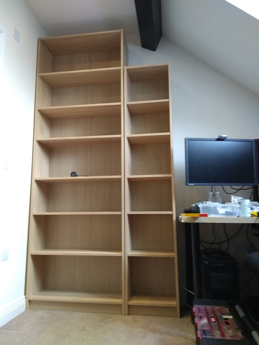 Empty bookshelves