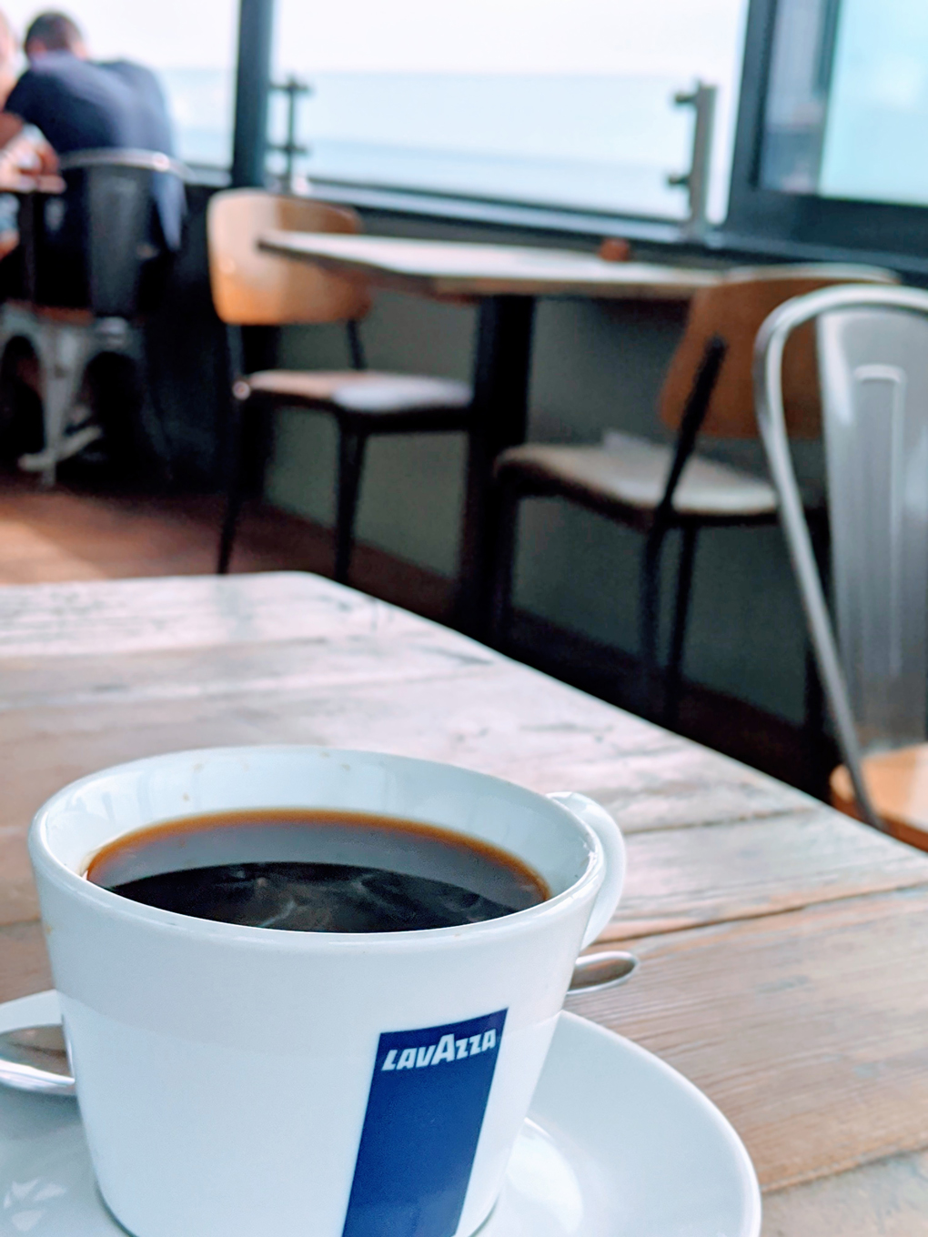 Lavazza coffee in seaside cafe